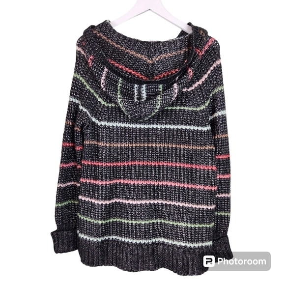 Torrid Sweater Women's sz 00 - Med/Lg 10 Chunky Pullover Striped Raglan Sweater - Picture 3 of 8